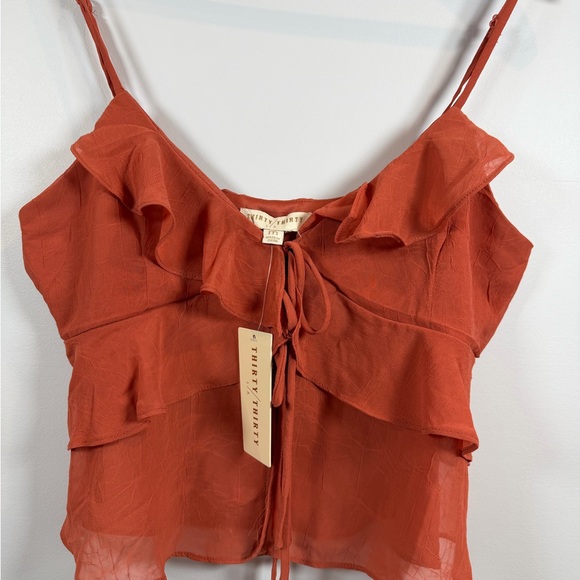 Thirty Thirty Elegant Rust Ruffled Camisole-NWT-Medium - Picture 2 of 9
